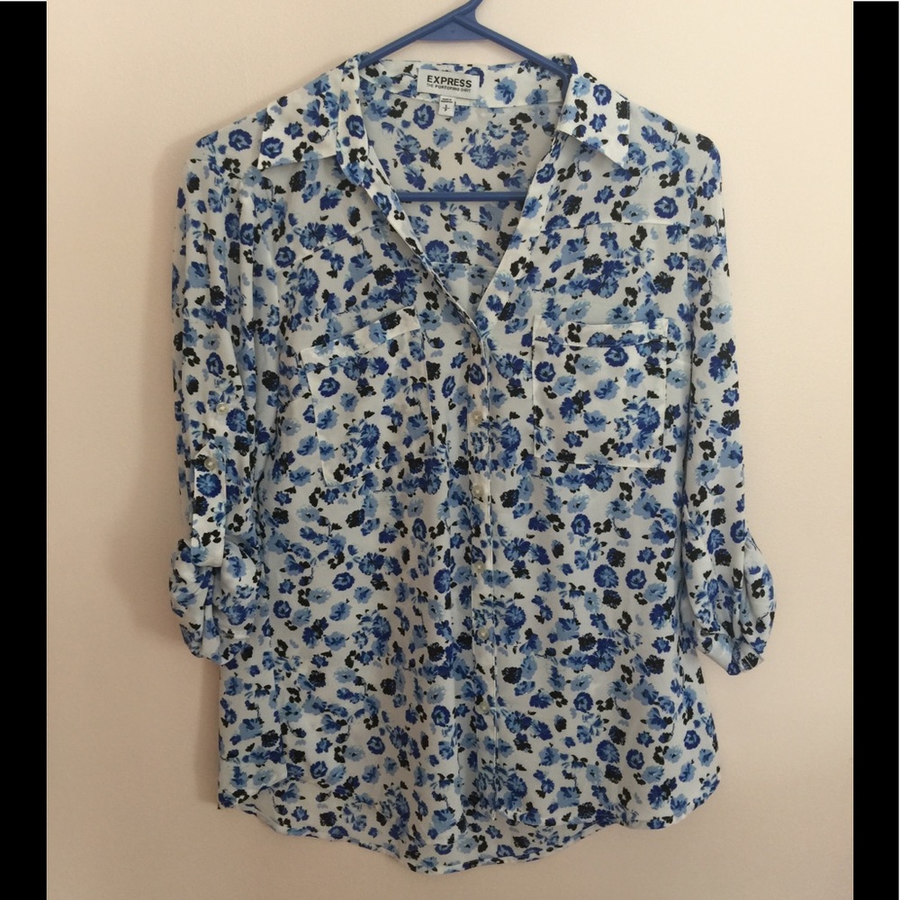 Blue floral express portofino top